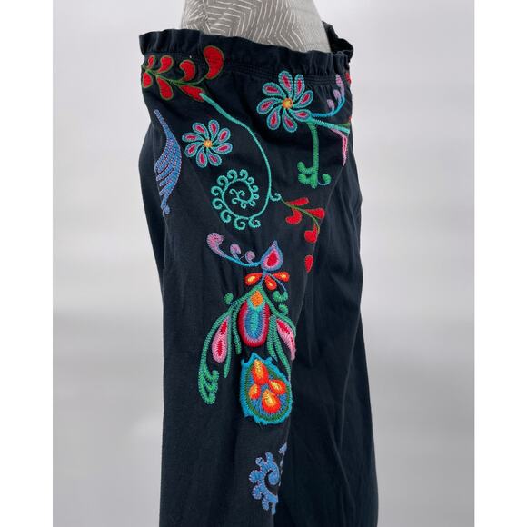 Johnny Was JWLA Black Dress Off Shoulder Long Sleeve Floral Embroidered Size S - Picture 4 of 12